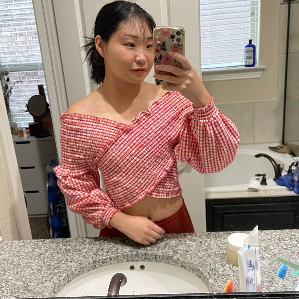 gingham zara top